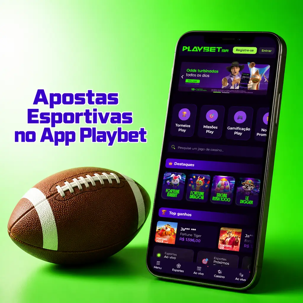 Tela do app Playbet mostrando apostas esportivas ao vivo em futebol, basquete e outros esportes com boletim de apostas visível.