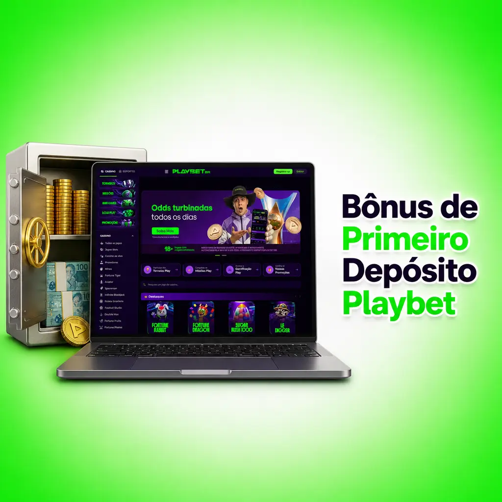 Bônus de primeiro depósito Playbet: 100% até 1.200 BRL para apostas esportivas e cassino, depósito mínimo de 30 BRL.